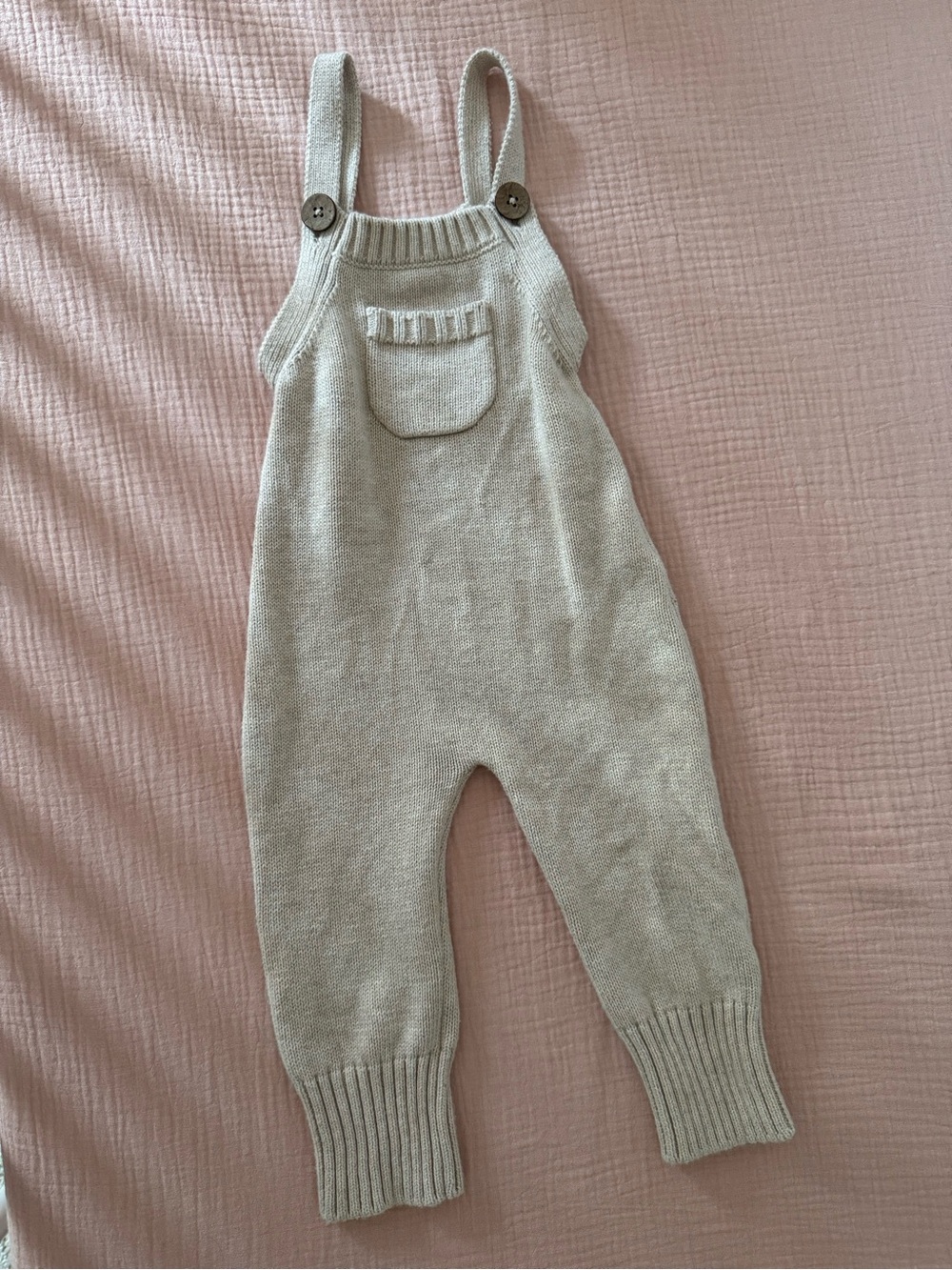 Jamie Kay Cream Knit Suspender Overalls